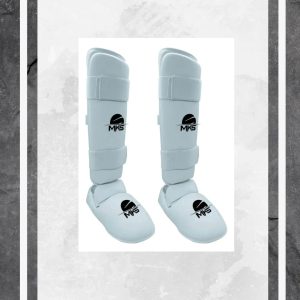 Caneleira Karate com protetor de pé MKS - Branca