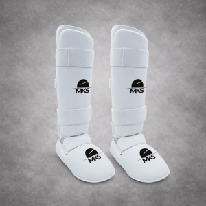 Caneleira Karate com protetor de pé MKS - Branca