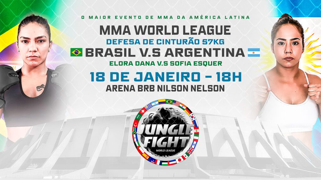 Jungle Fight World League promove Brasil x Argentina em Brasília; ingressos grátis começam a ser distribuídos neste sábado